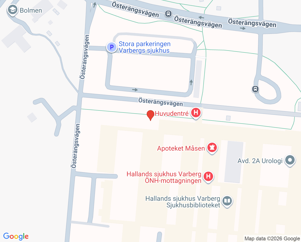 Karta till Akuten Läkare Varberg, Varberg