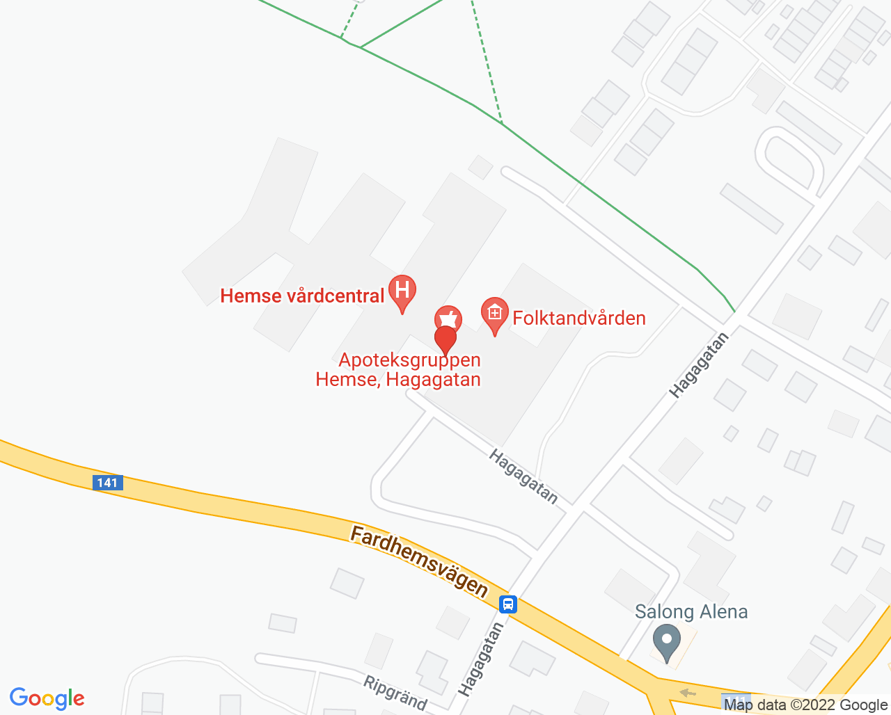 Karta till Sjukgymnastik primärvård Hemse, Gotland