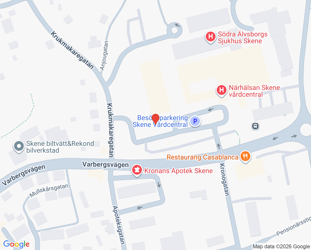 Karta till GeBlod hållplats Skene Lasarett, Skene