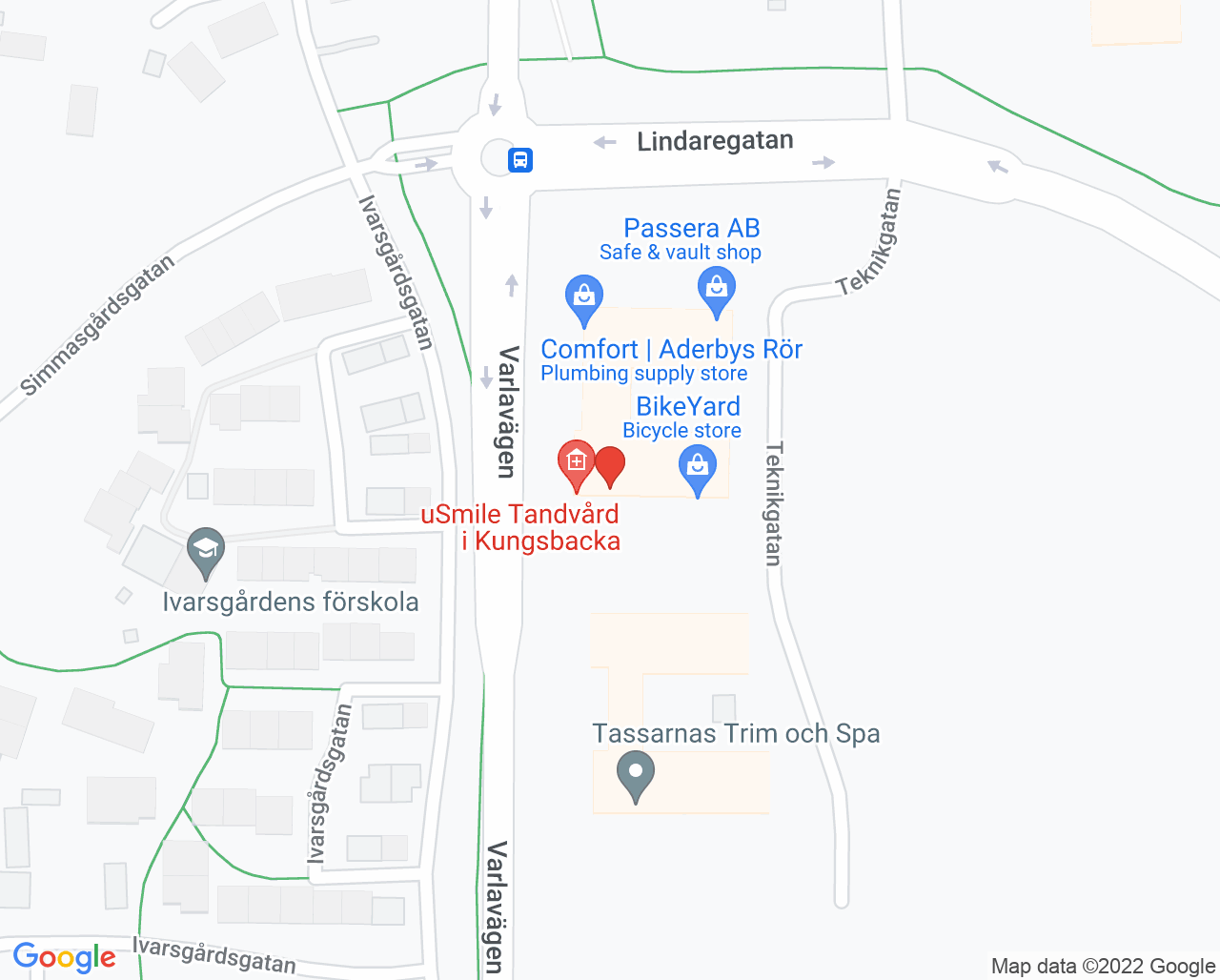 Karta till uSmile Kungsbacka