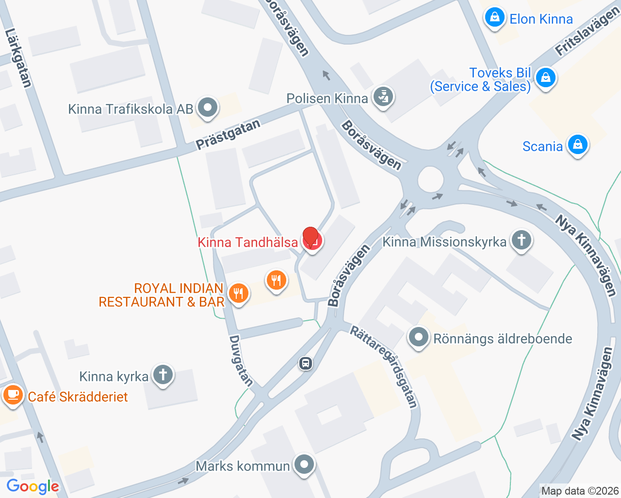 Karta till Kinna Tandhälsa