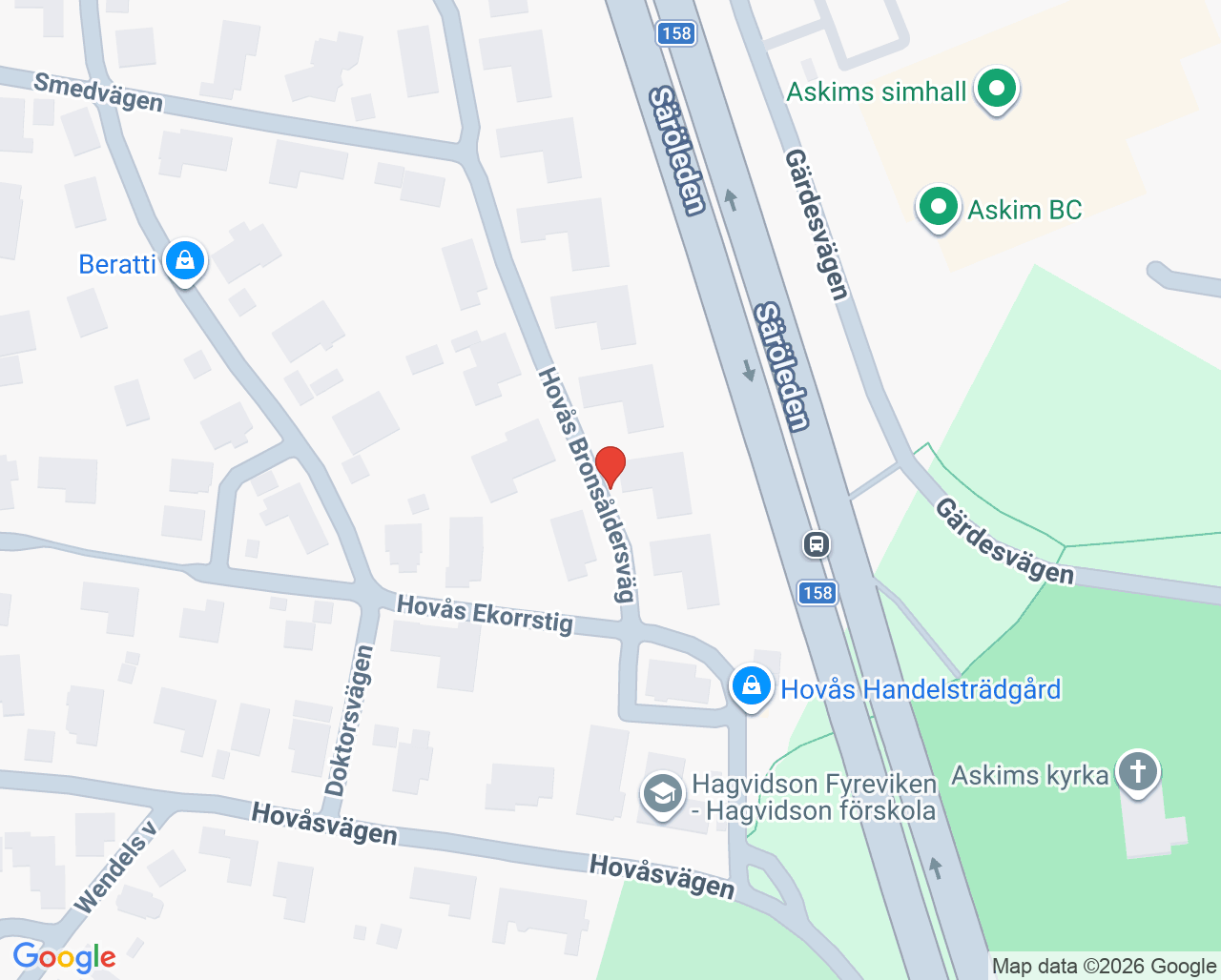 Karta till Hovås Dental Clinic, Hovås