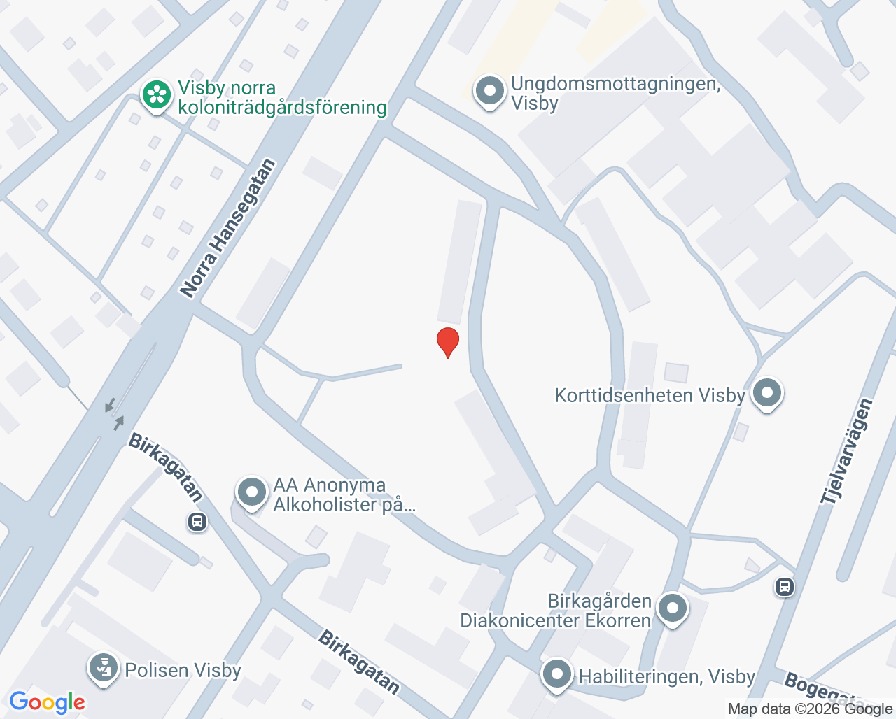 Karta till Psykiatriska jourmottagningen, Visby