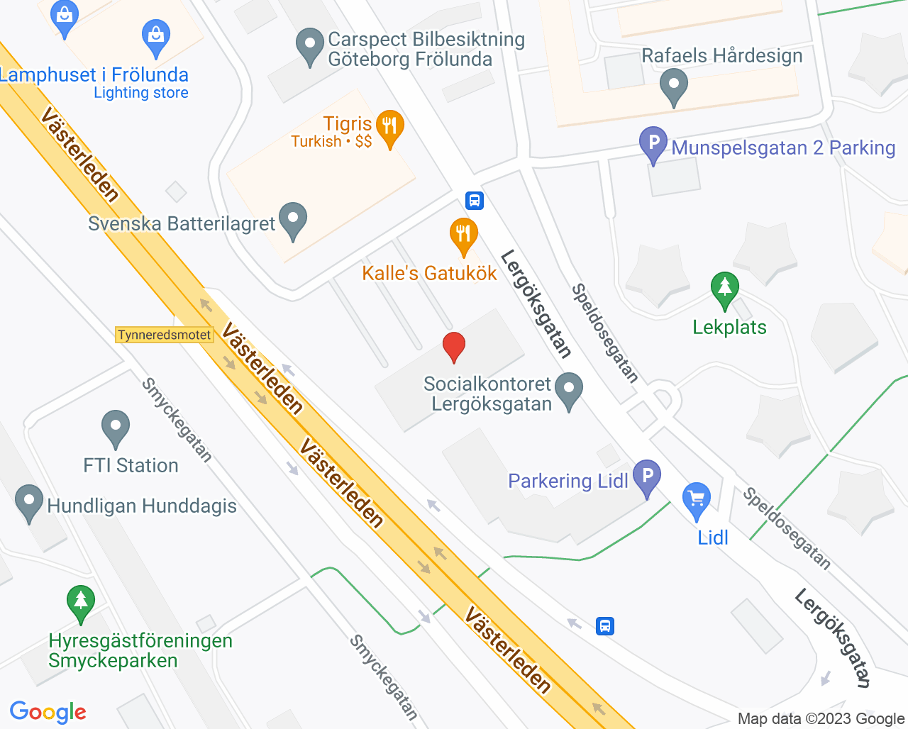 Karta till Jourcentralen Grimmered, Göteborg