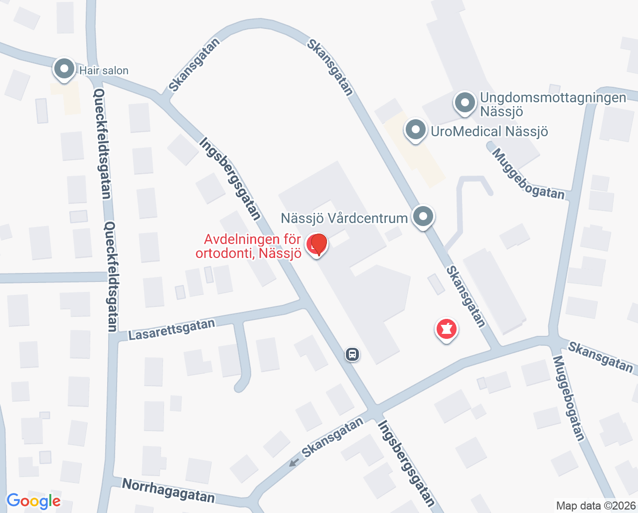 Karta till Avdelningen för ortodonti Nässjö