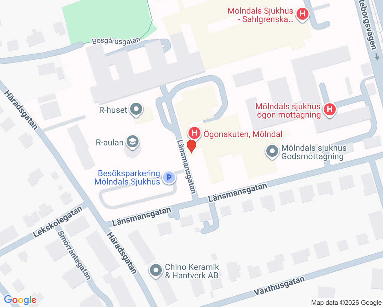 Karta till Ögonmottagning Mölndal, Mölndal
