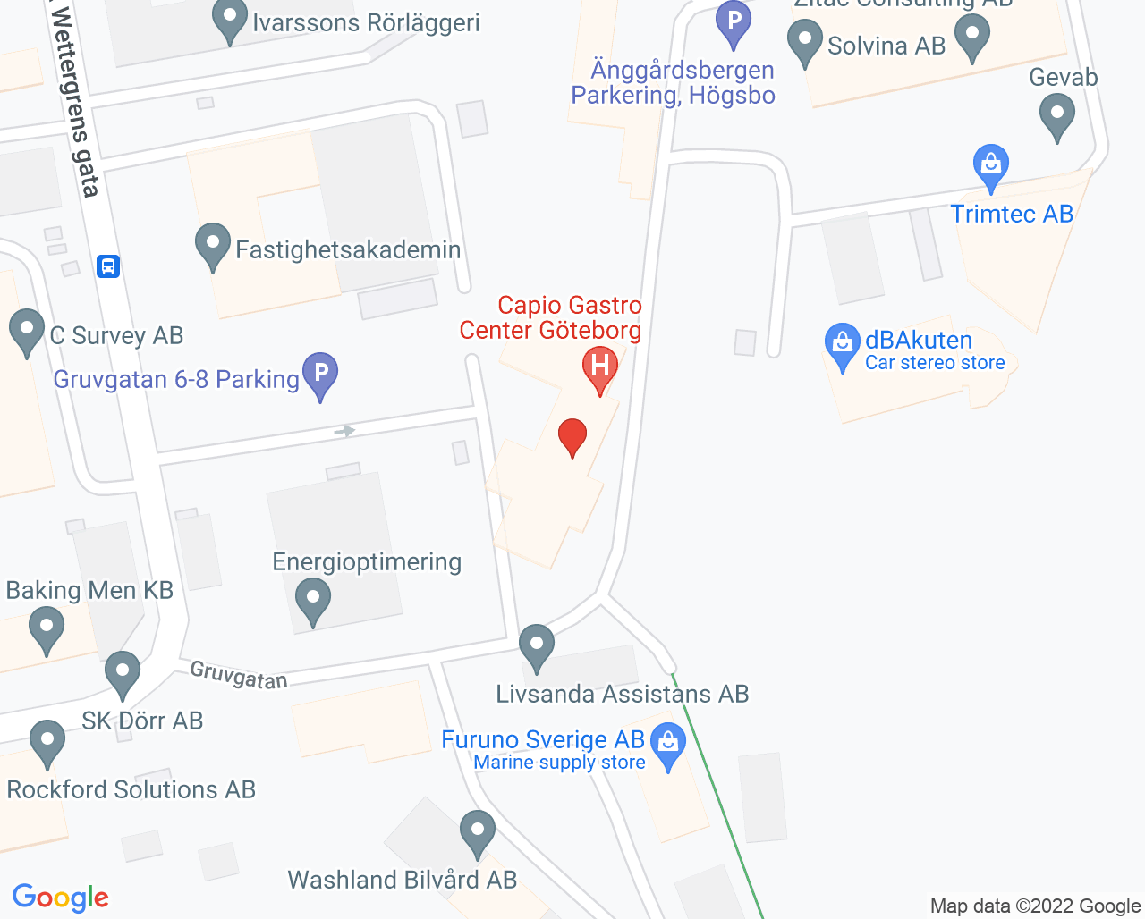 Karta till Capio Gastro Center Göteborg, Göteborg