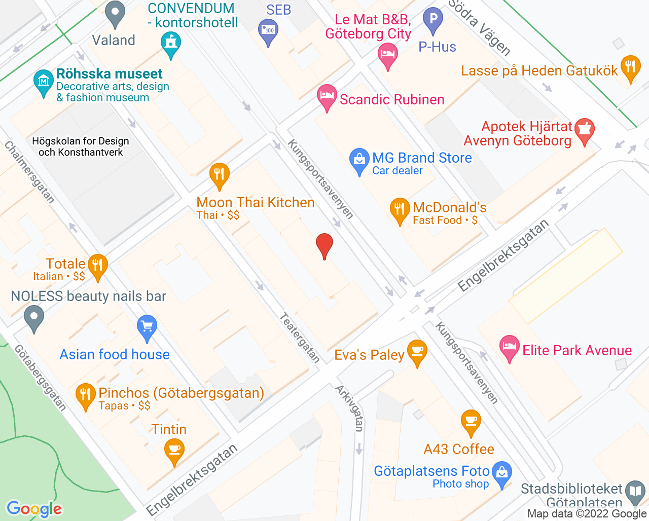 Karta till Kvarterskliniken Avenyn, Centrum