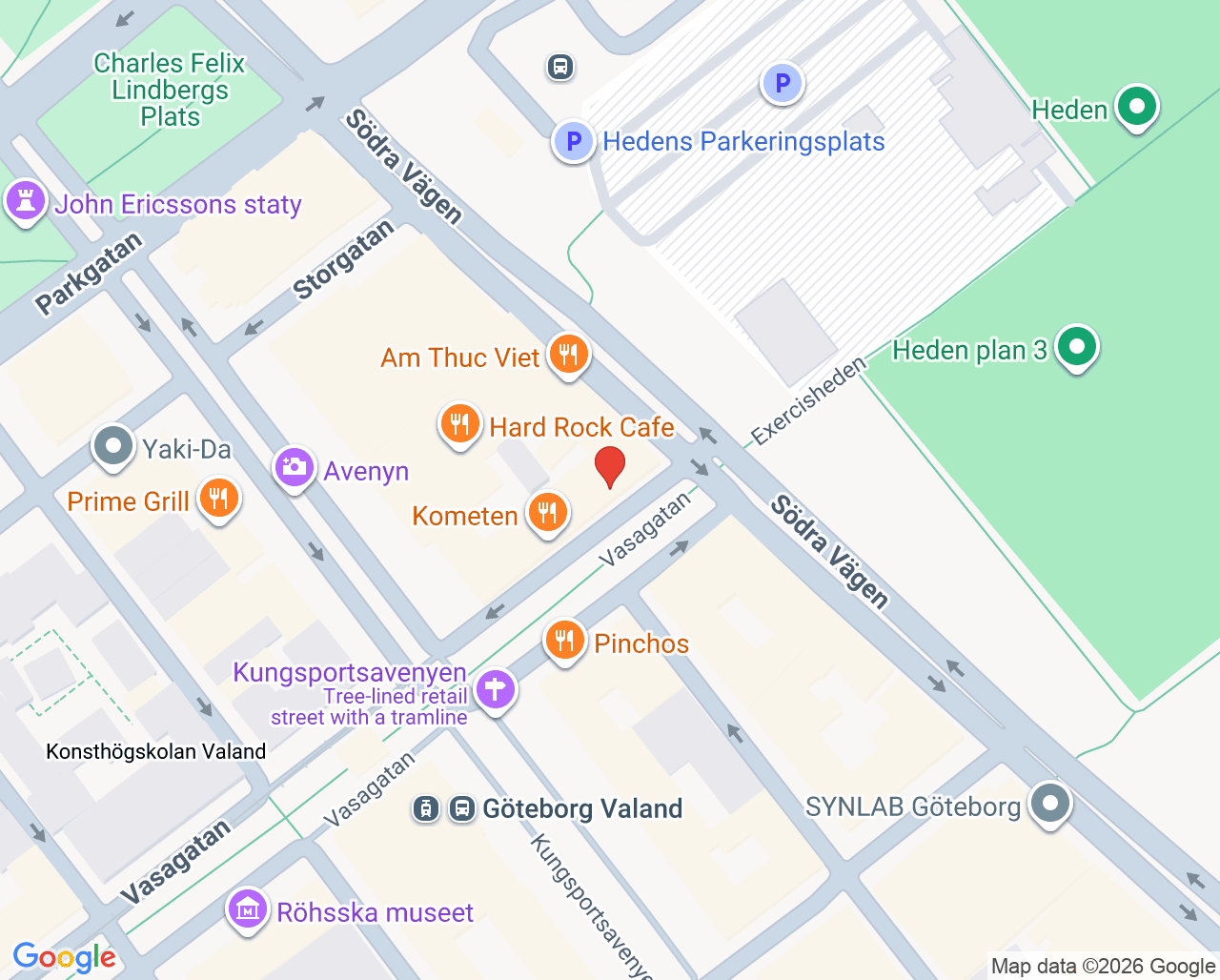 Karta till Valands Tandvård, Göteborg