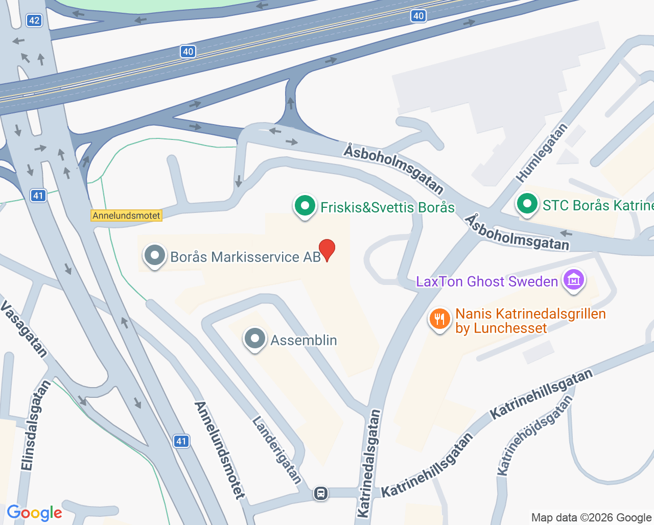 Karta till Frisk i Praktiken AB  Charlotta Lark, Borås