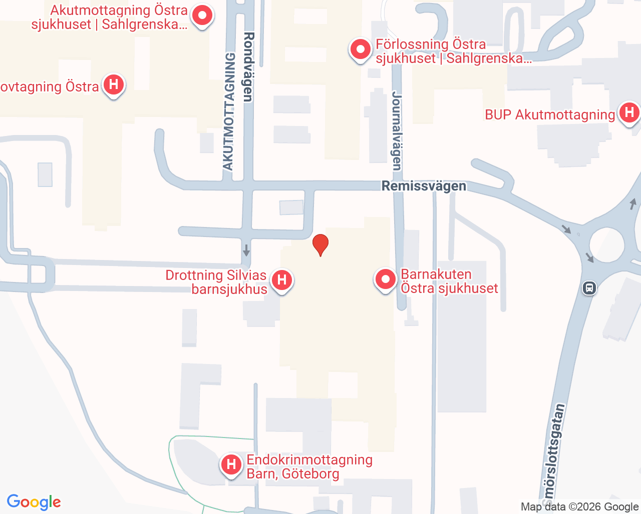 Karta till Ätstörningscentrum barn och unga vuxna mottagning, Göteborg