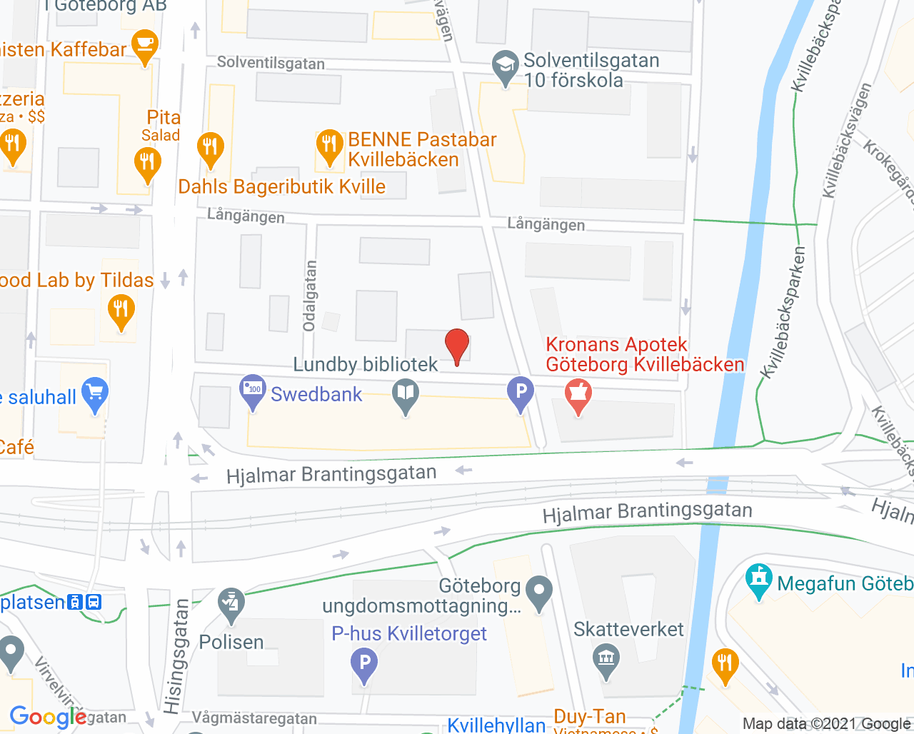 Karta till Folktandvården Kvillebäcken Göteborg, Göteborg