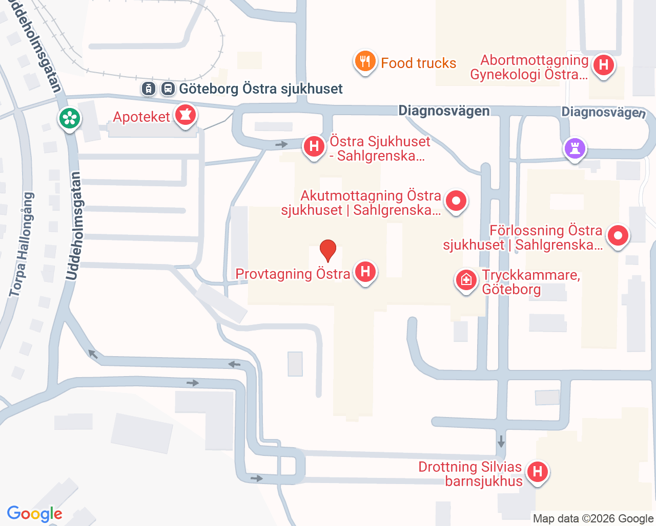 Karta till Avdelning 353 Hematologi och trombos, Göteborg