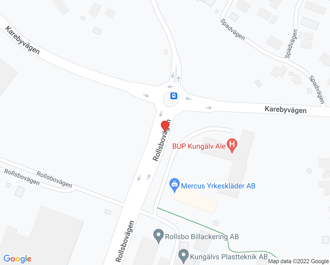 Karta till Kungälv psykologmottagning föräldraskap och små barn, Kungälv