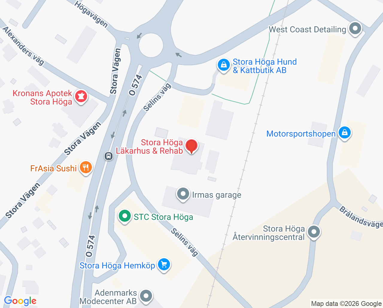 Karta till Stora Höga Läkarhus BVC, Stora Höga
