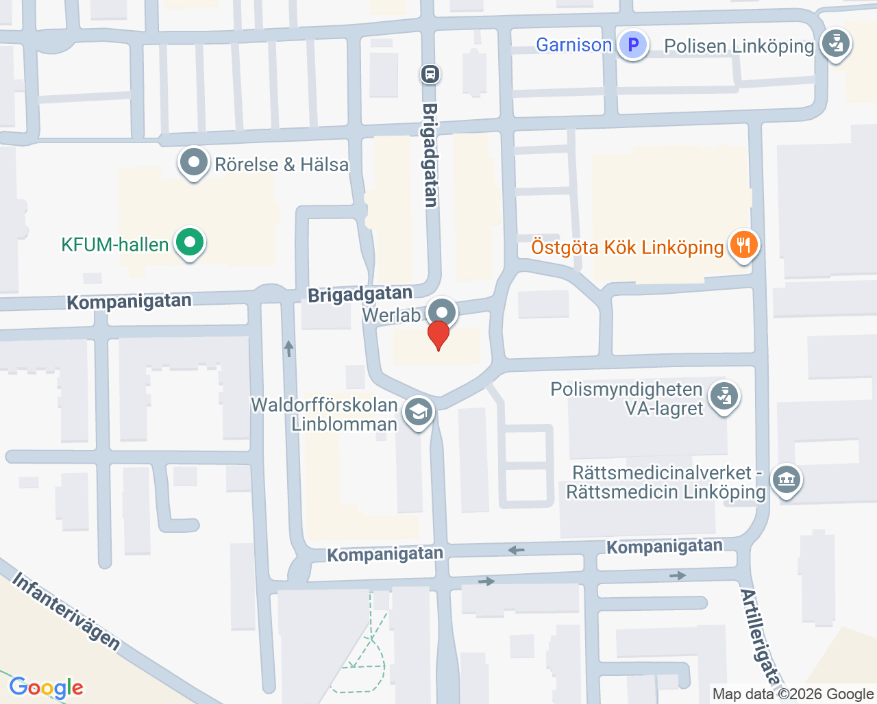 Karta till Vital Brigadgatan - Linköping