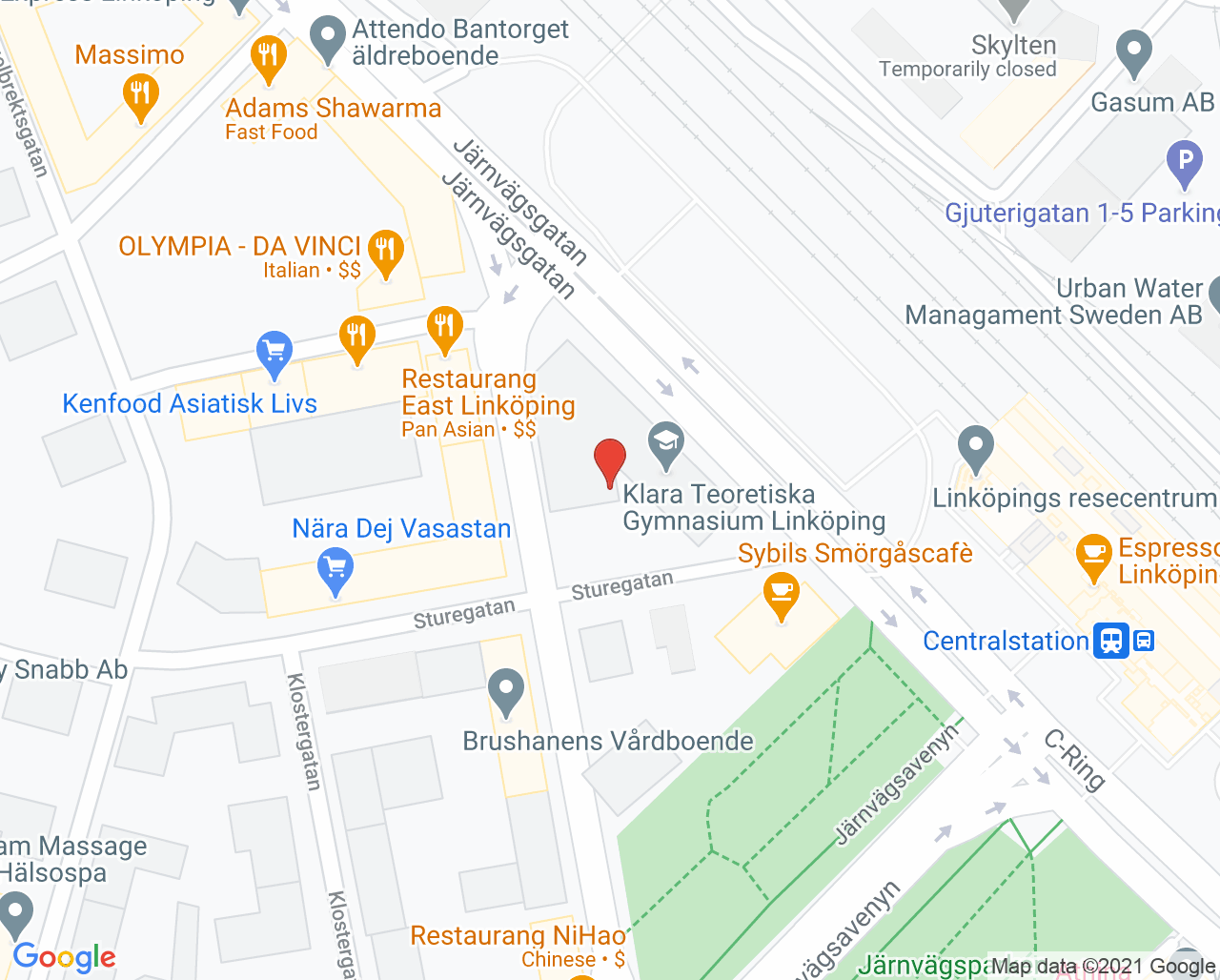 Karta till Öppenvårdmottagningen Linköping, Psykiatripartners Vuxna