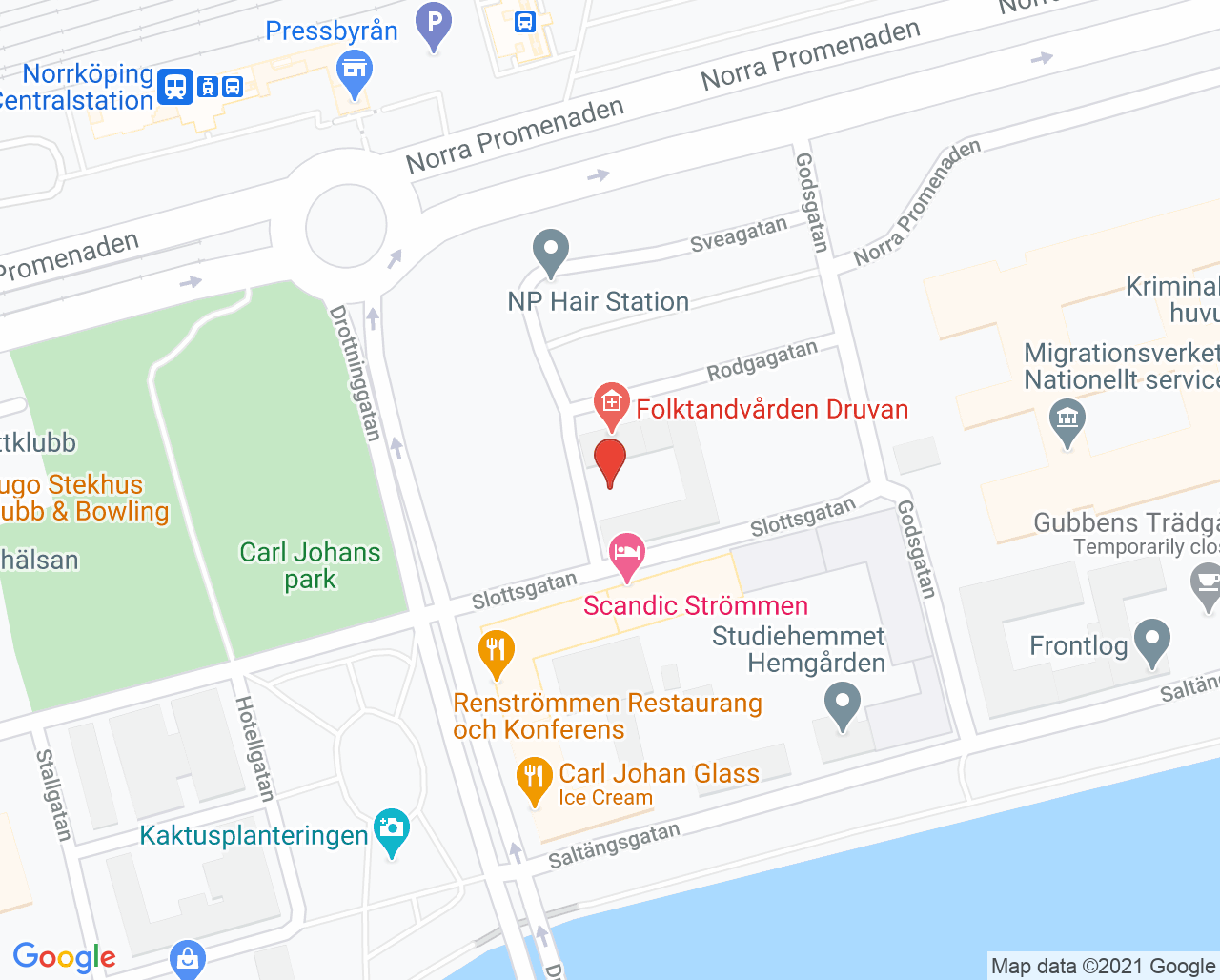 Karta till Centrum för Ortodonti/Pedodonti Norrköping, Folktandvården
