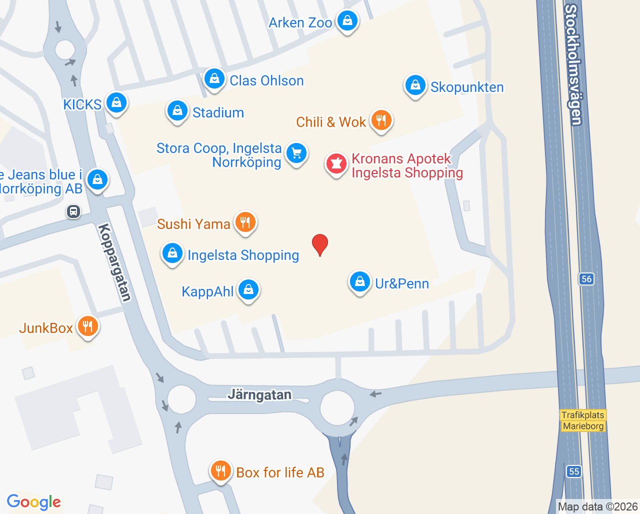 Karta till Synsam Norrköping Ingelsta Shopping