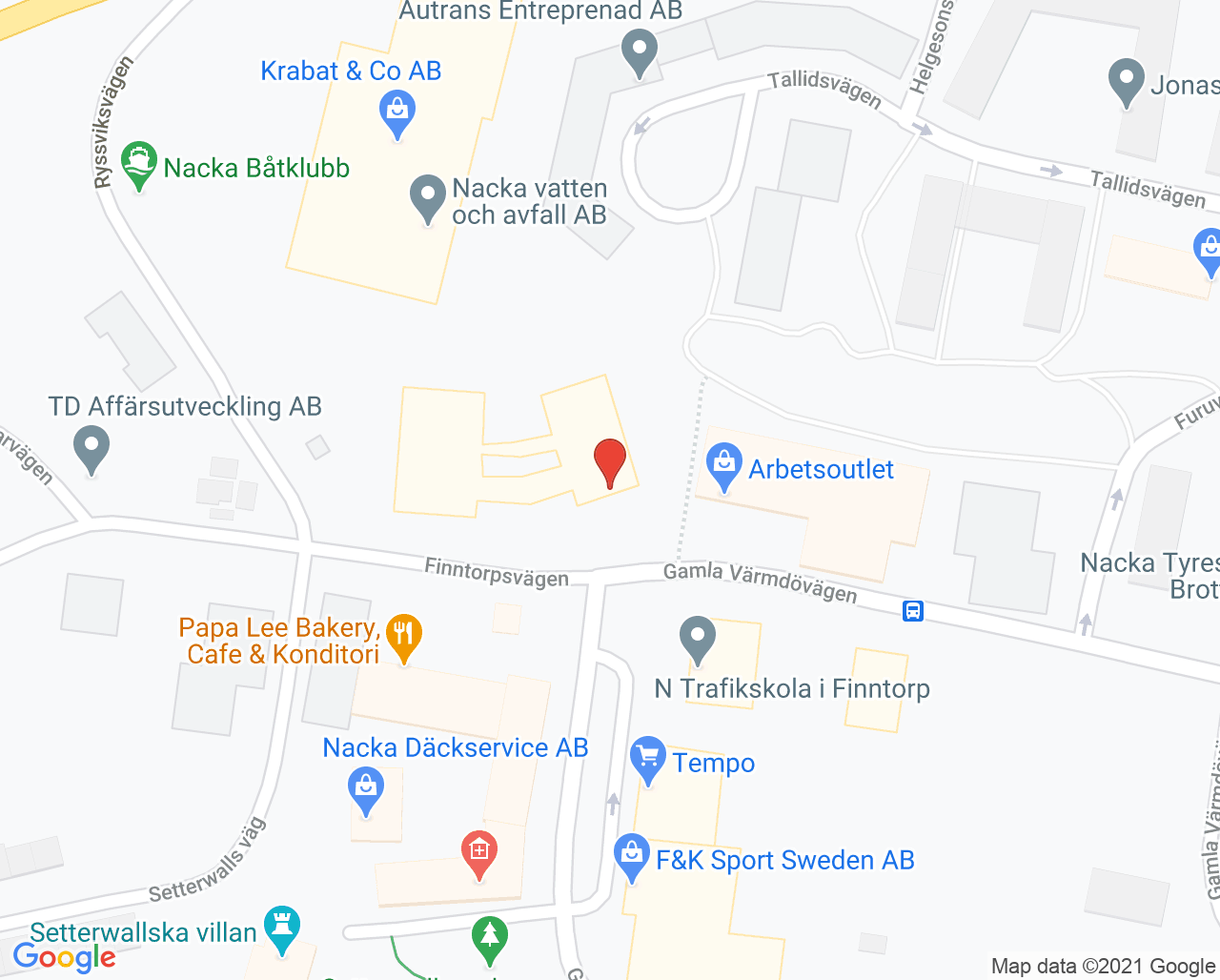 Karta till Lövholmens Medicinska fotvård, Nacka