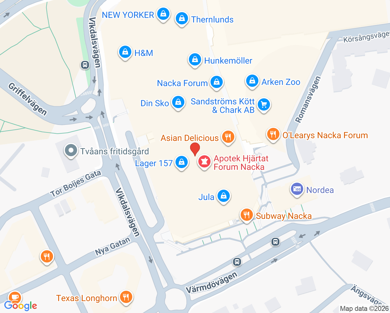 Karta till Tandläkare Victoria Loohagen, Nacka