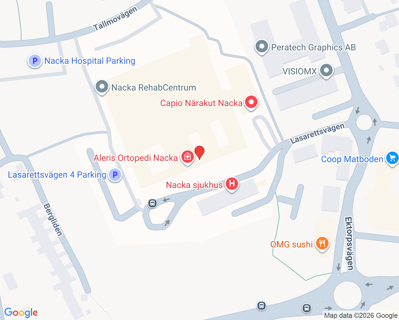Karta till Lungrehab, Nacka RehabCentrum