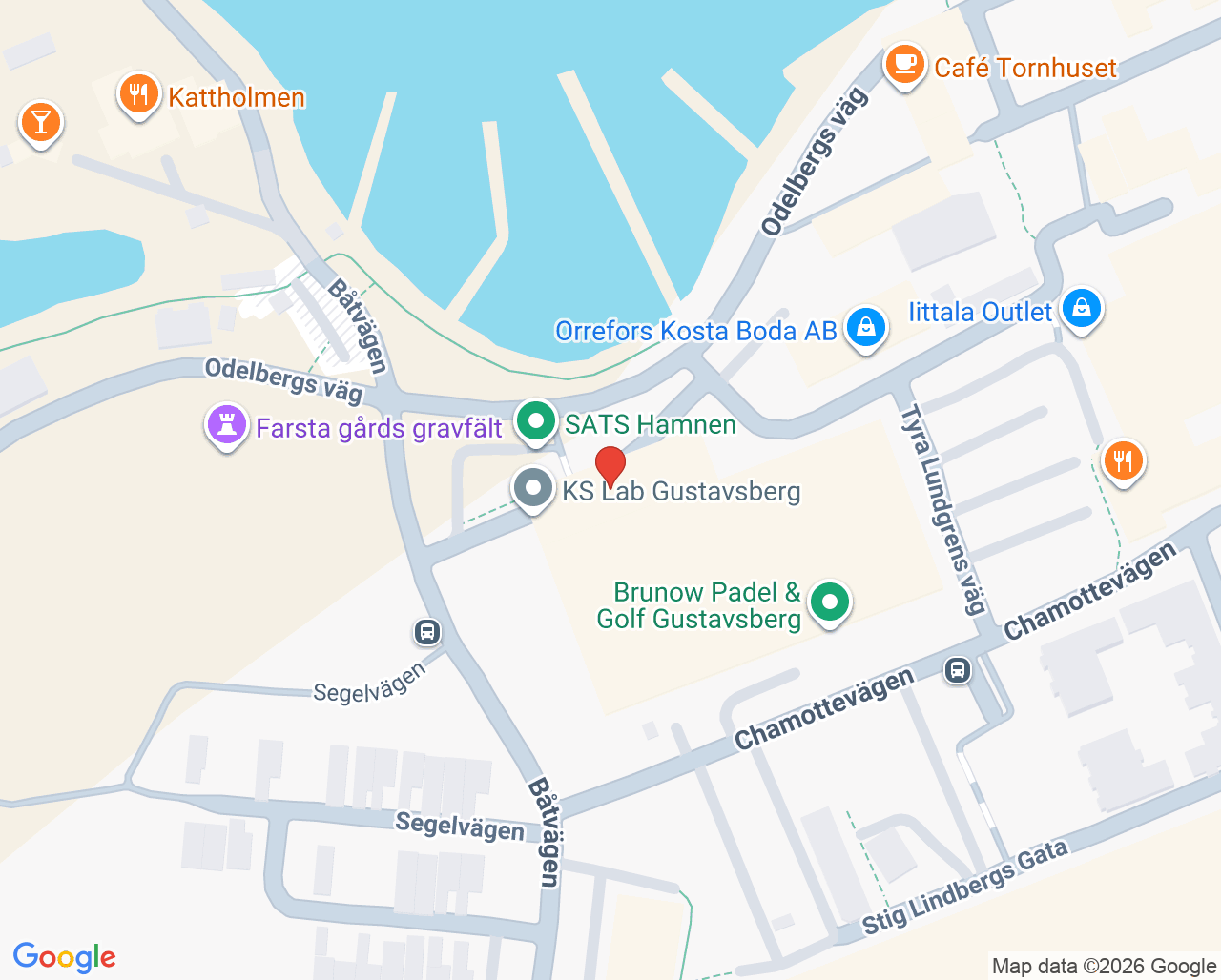 Karta till Närlaboratorium Gustavsberg, Karolinska Universitetssjukhuset