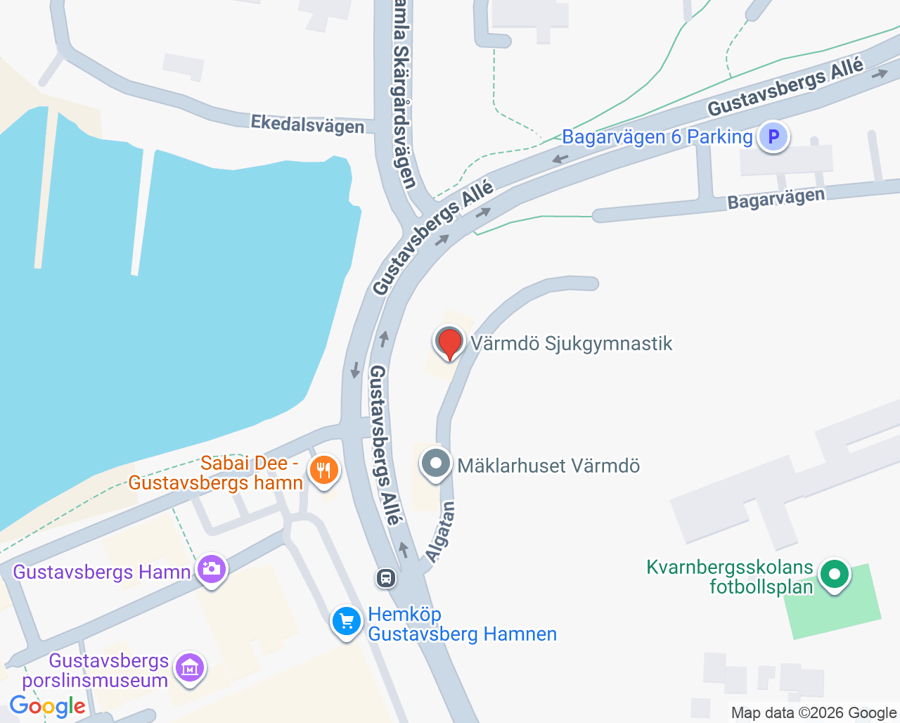 Karta till Kicki Deckel Fysioterapi, Värmdö