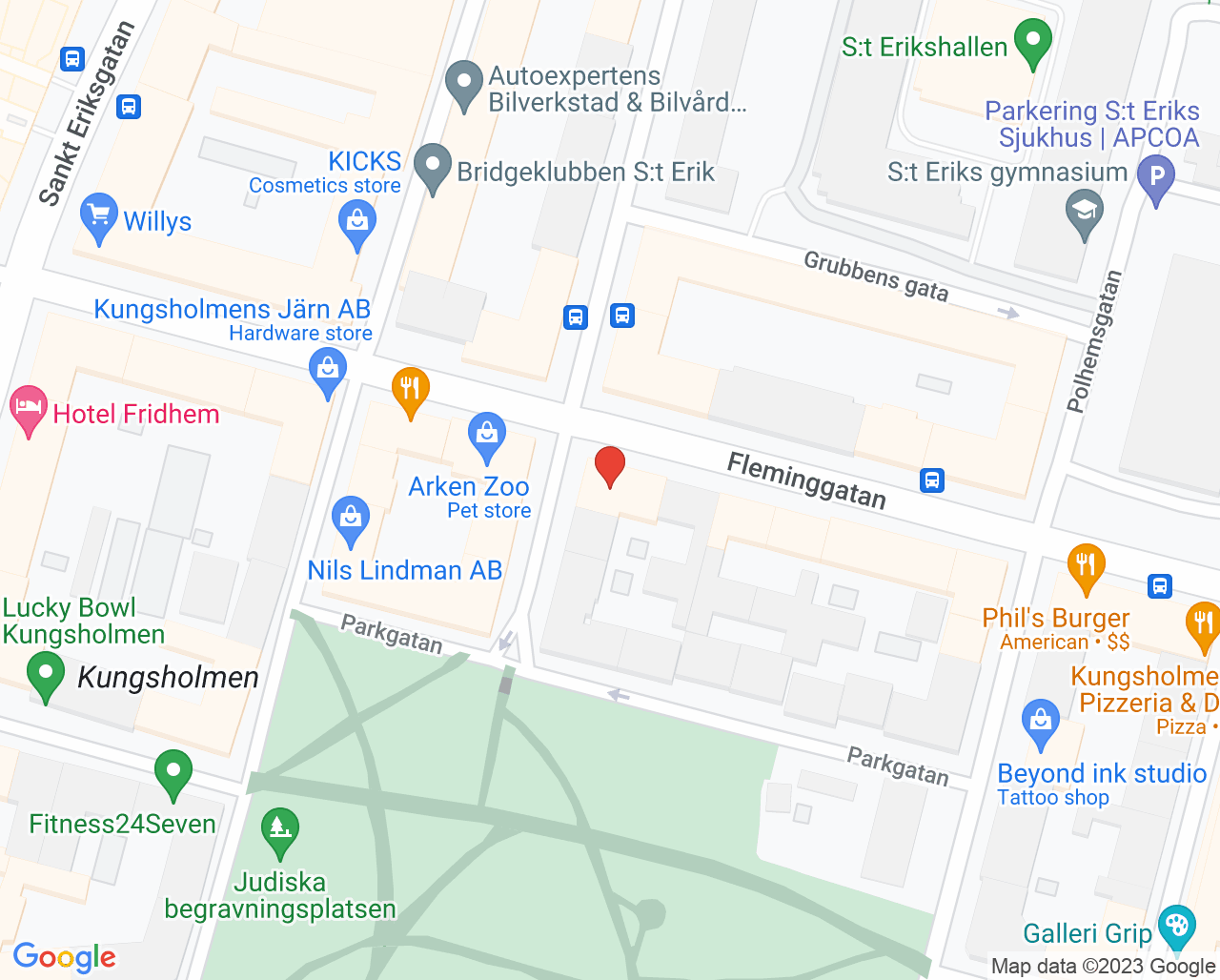 Karta till Stockholm Fysioterapi - Lars Wendel-Hansen, Kungsholmen Stockholm