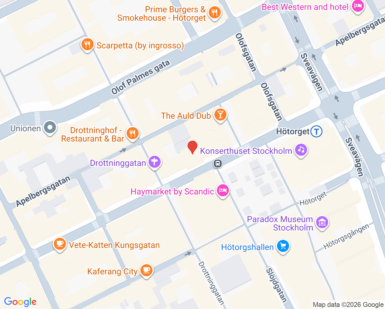 Karta till Svea KBT City Hötorget