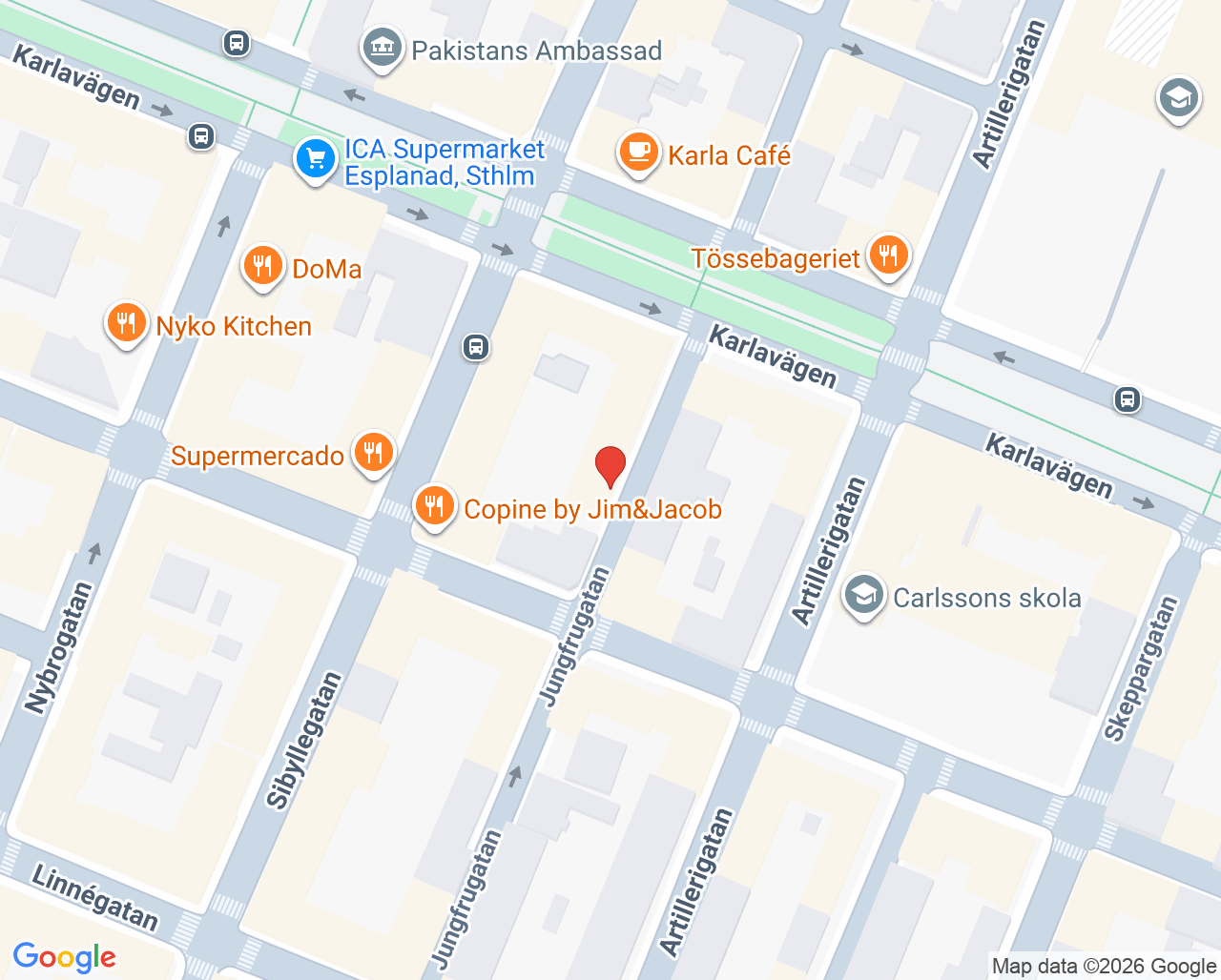 Karta till Anna Eidings Röstvård, Östermalm