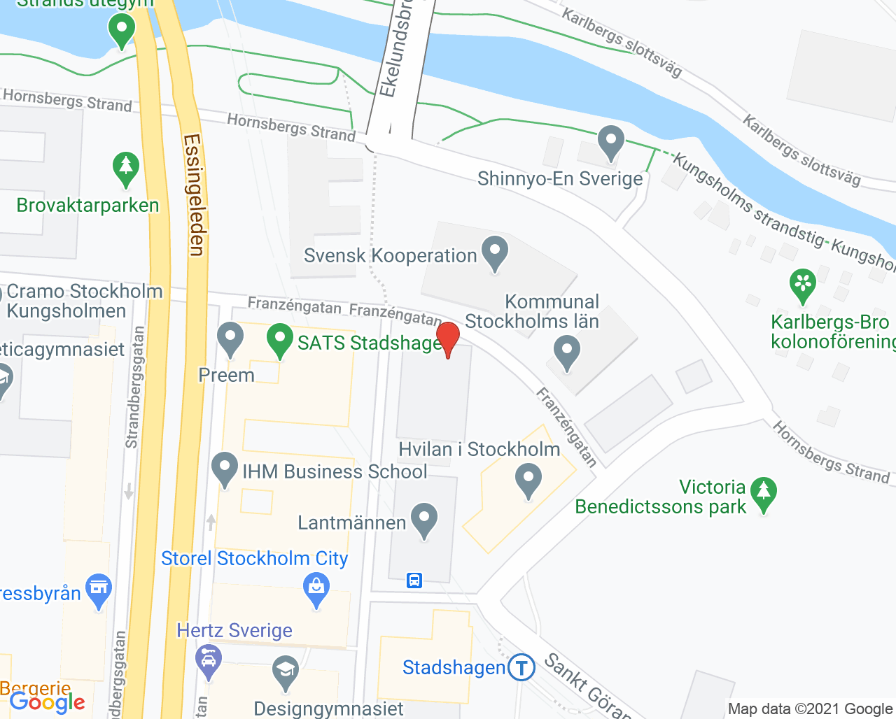 Karta till Fysiokliniken Kungsholmen - Bettina Specialiserad fysioterapi