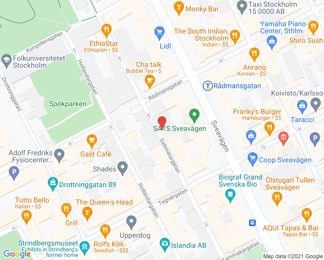 Karta till Aqua Dental Vasastan Specialistkliniken