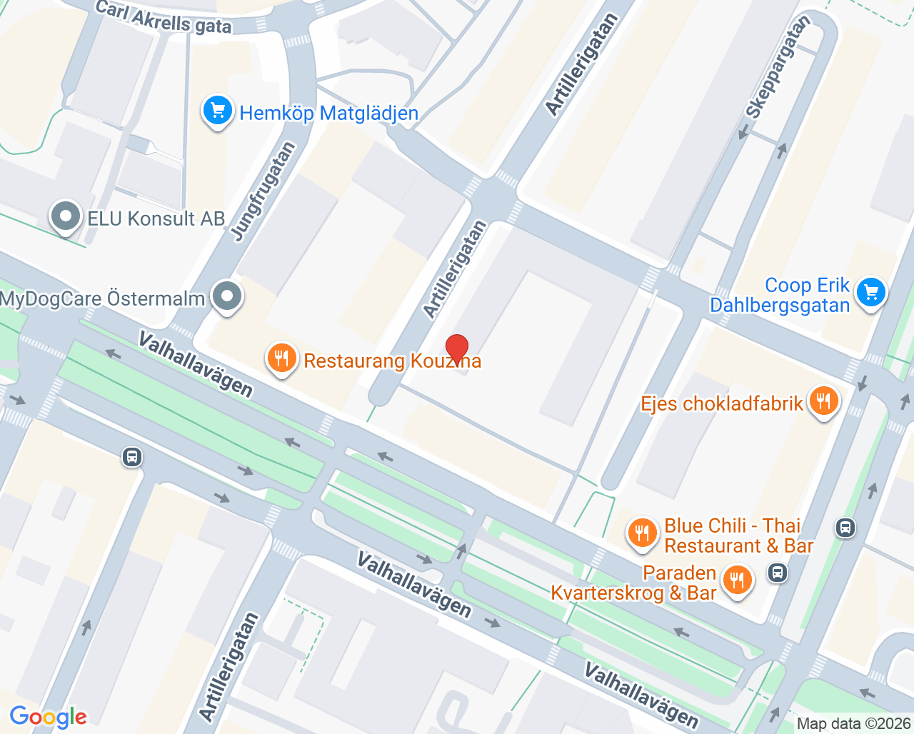 Karta till Halina Båmstedt Hudmottagning, Östermalm