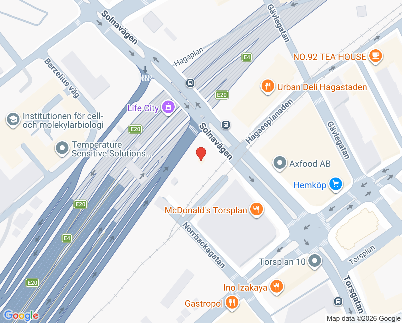 Karta till Agilokliniken Hagastaden
