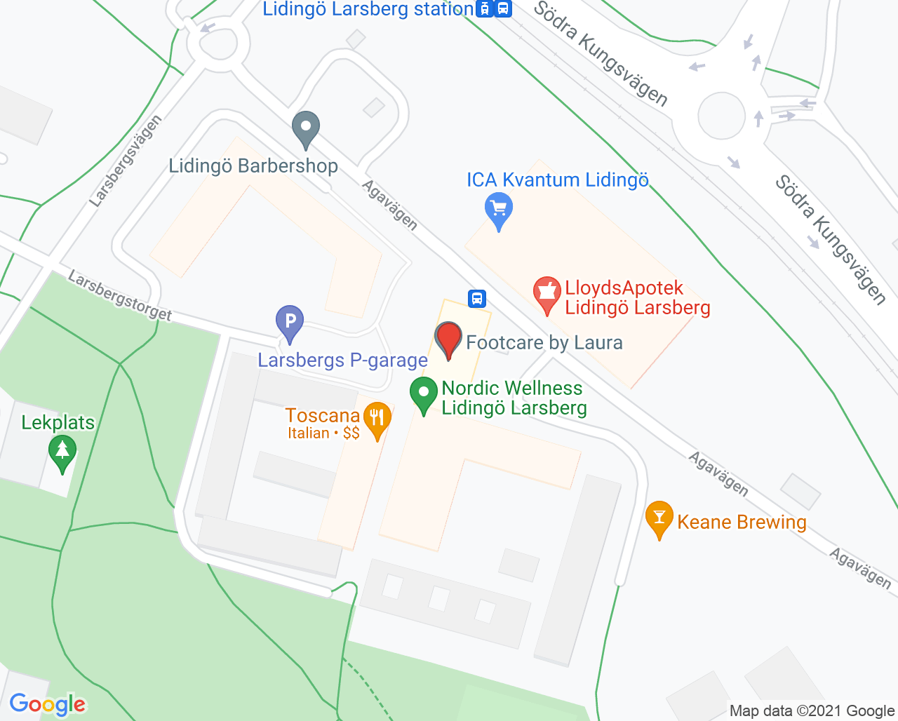 Karta till Jessicas Glad Fot Lidingö