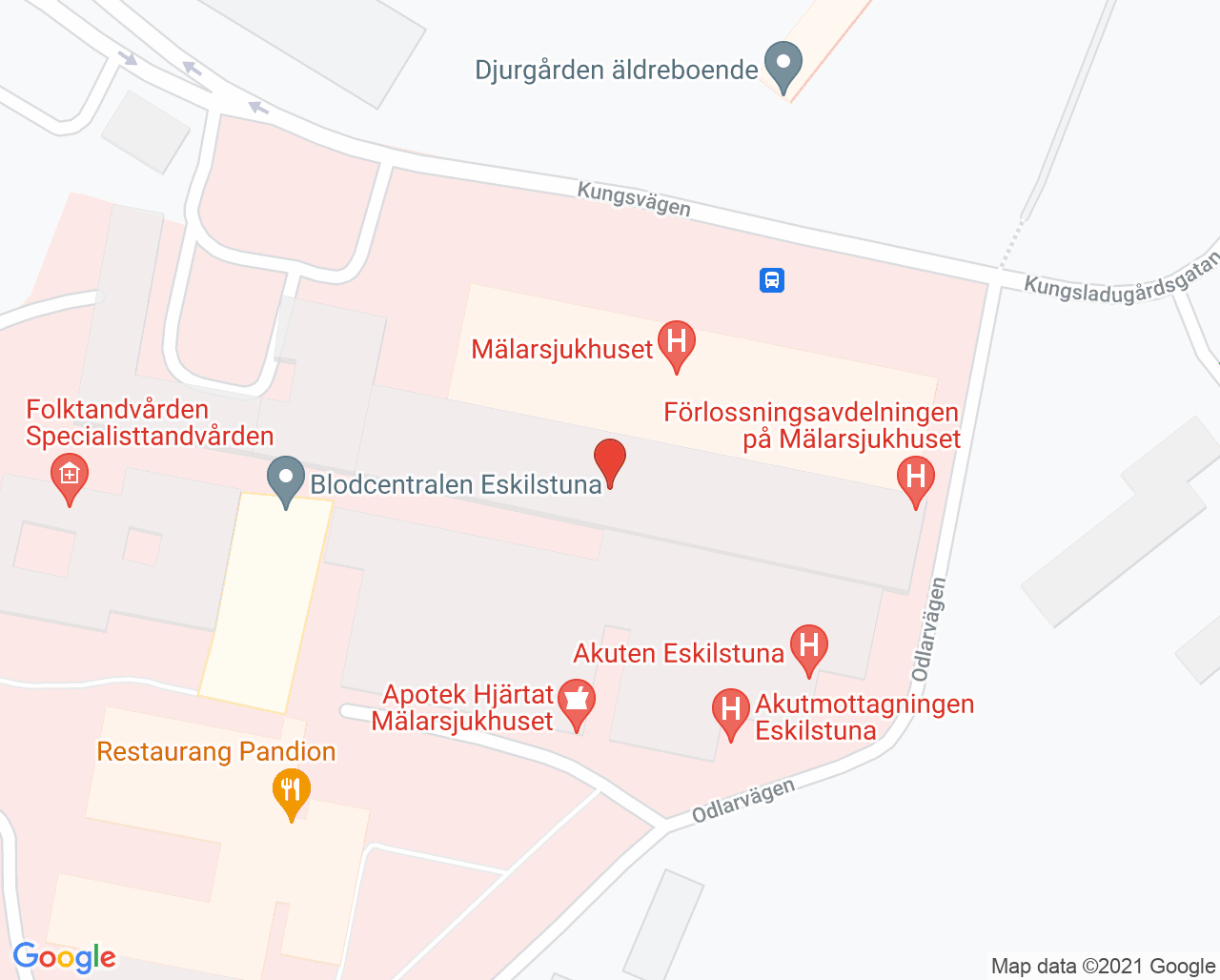 Karta till Uppvakningsavdelningen Mälarsjukhuset, Eskilstuna