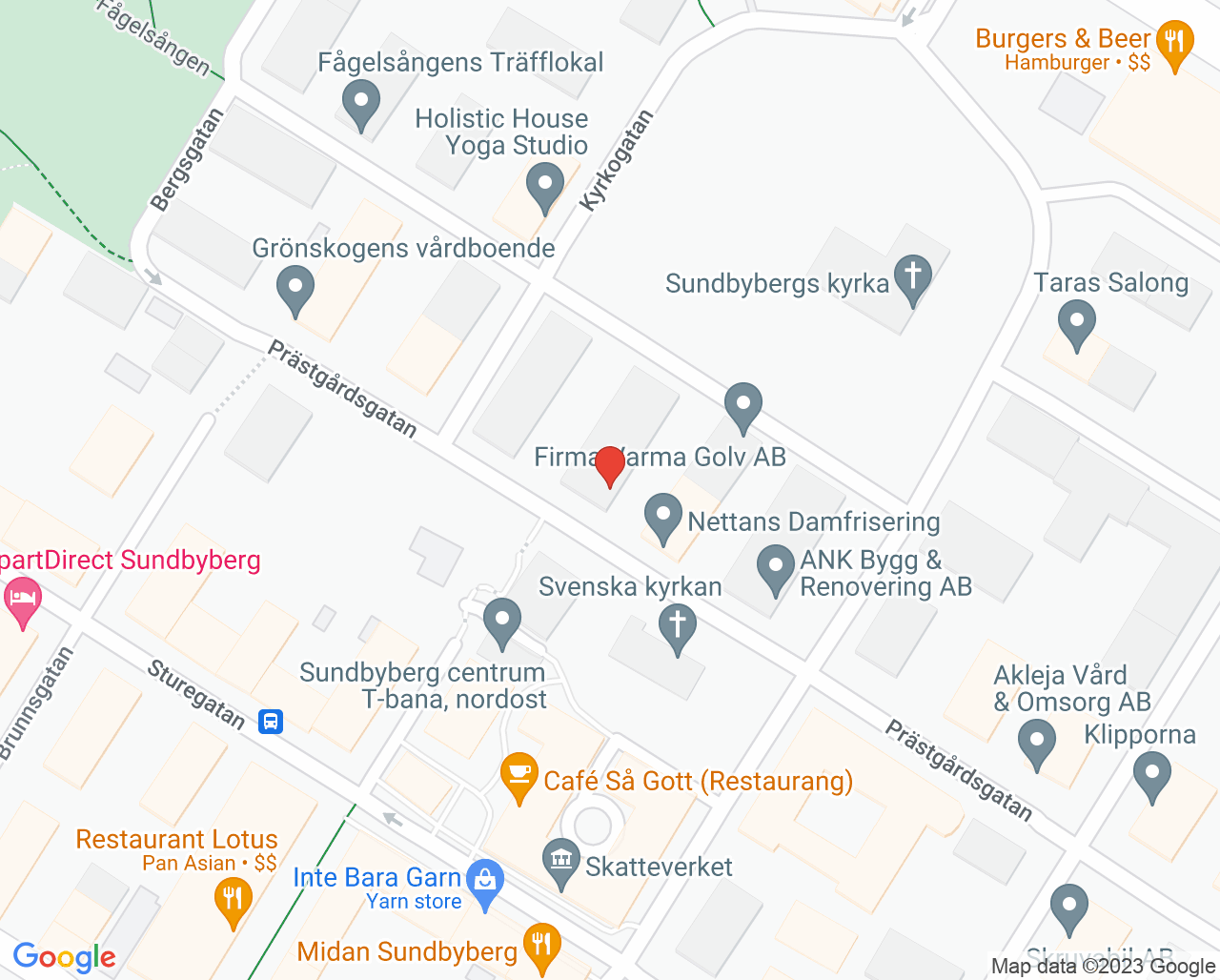 Karta till Sundbybergs Rehab och Fysioterapi Center - Ewa Tallén