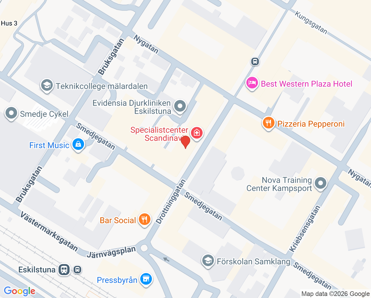 Karta till Specialistcenter Scandinavia, Eskilstuna