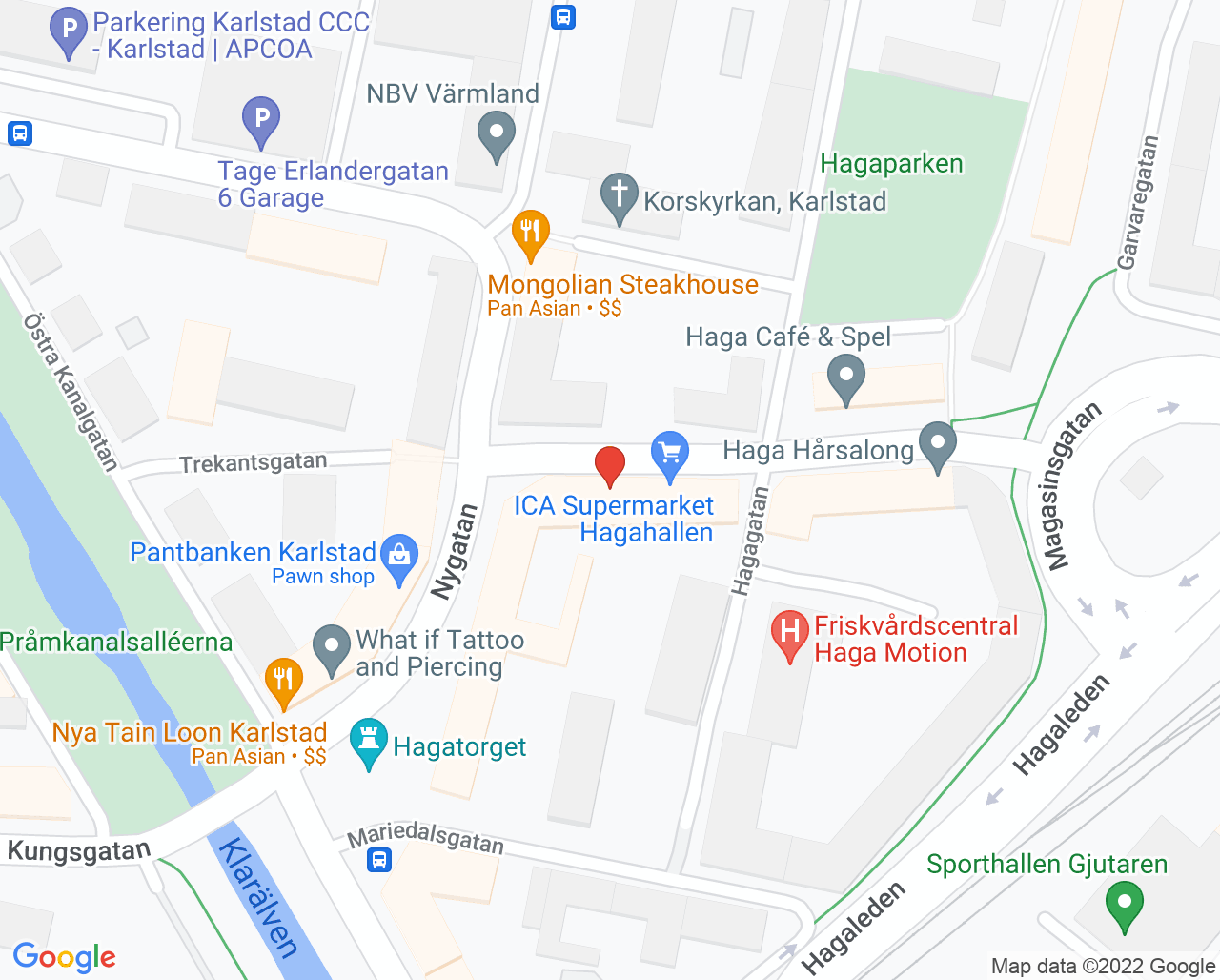 Karta till Provtagning vårdcentralen Åttkanten Karlstad