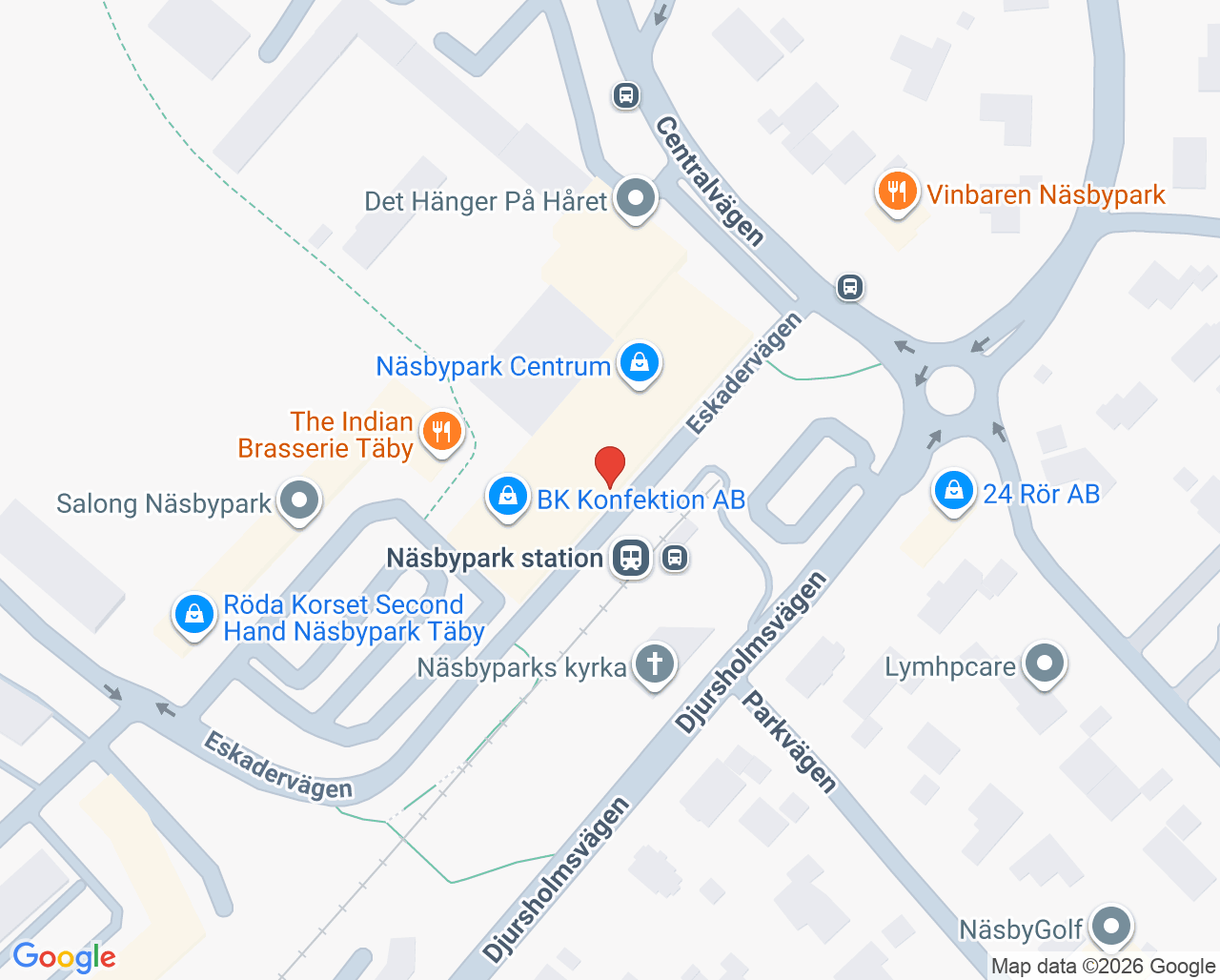 Karta till Barnhälsan Täby BVC Näsby Park