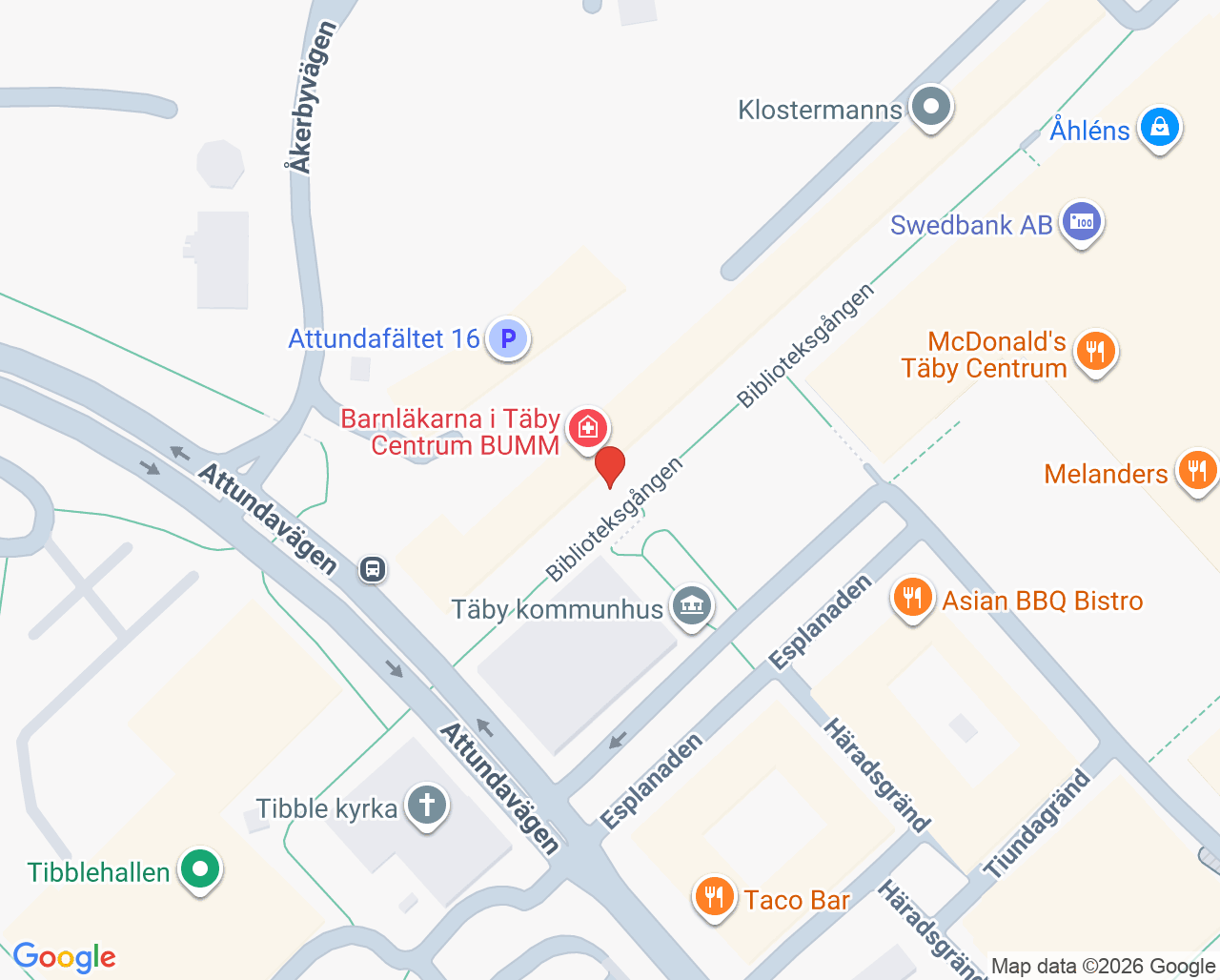 Karta till Pita-Pita Logopedpraktik, Täby
