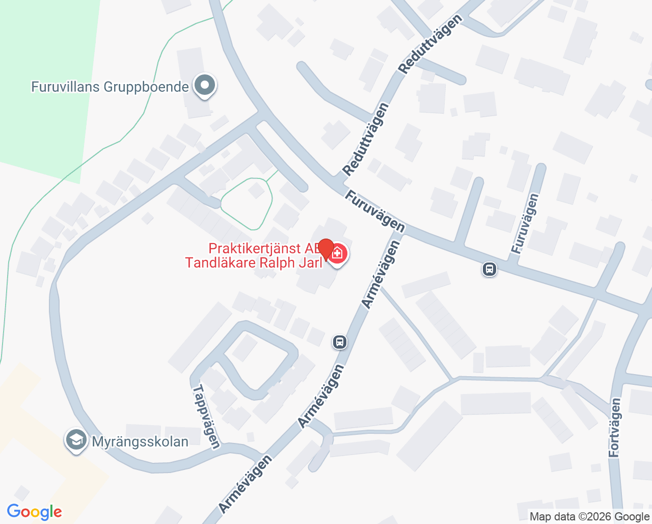 Karta till Gribbylundtandläkarna