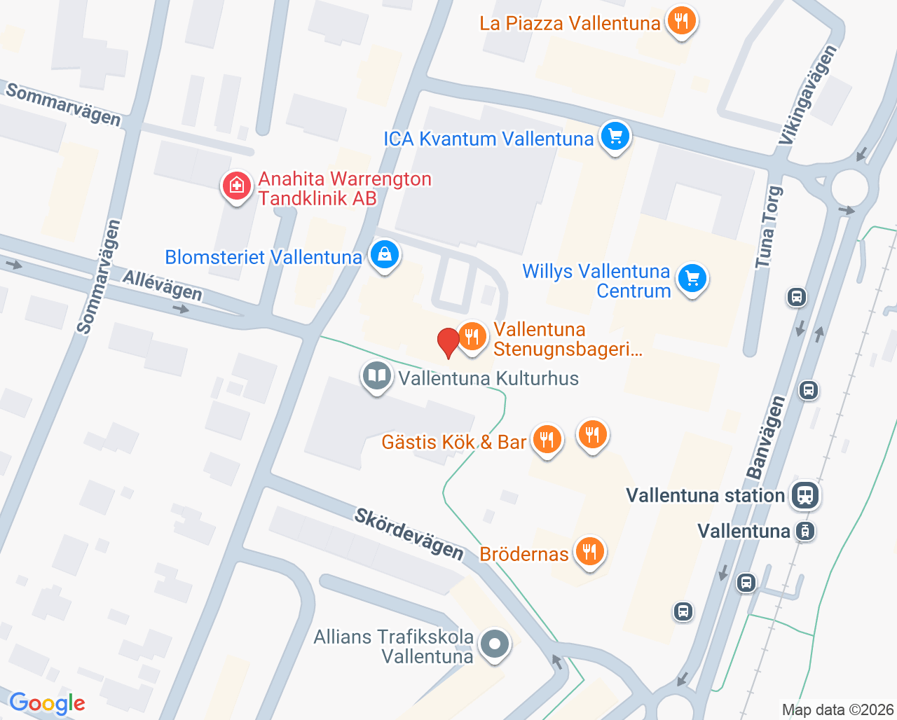 Karta till Distriktstandvården Vallentuna