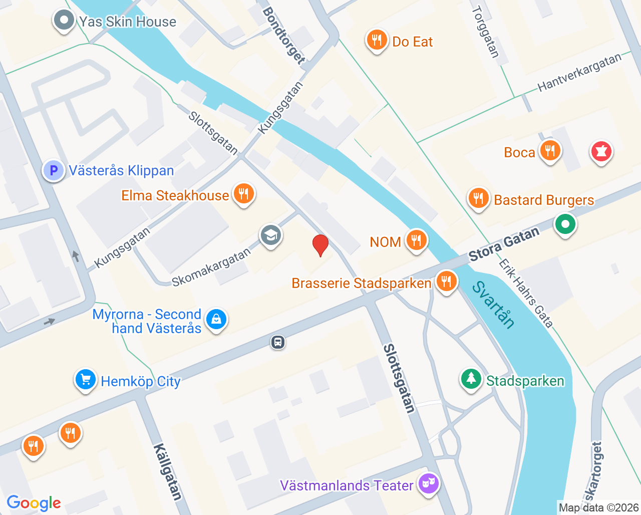 Karta till Narva Åderbråckscenter, Västerås