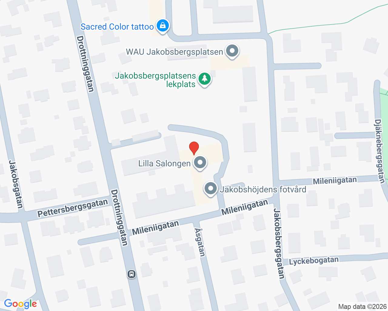 Karta till Jacobshöjdens Fotvård