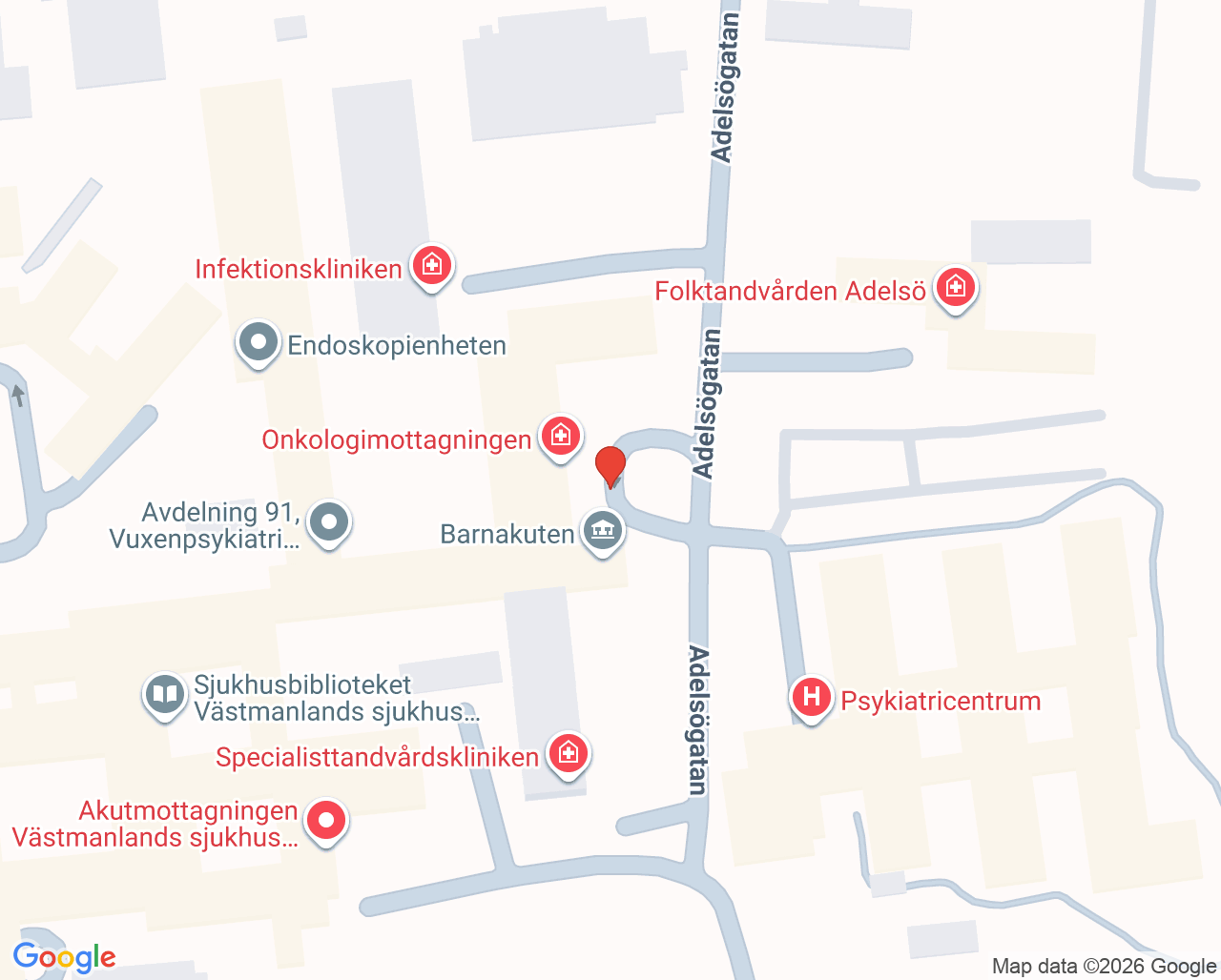 Karta till Barn- och Ungdomskliniken