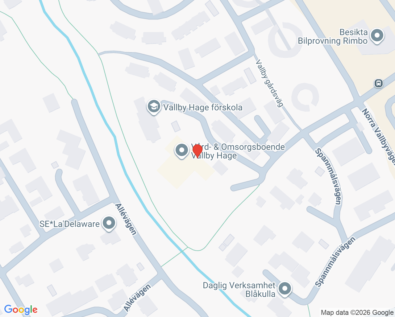 Karta till Demensboende Vallby Hage