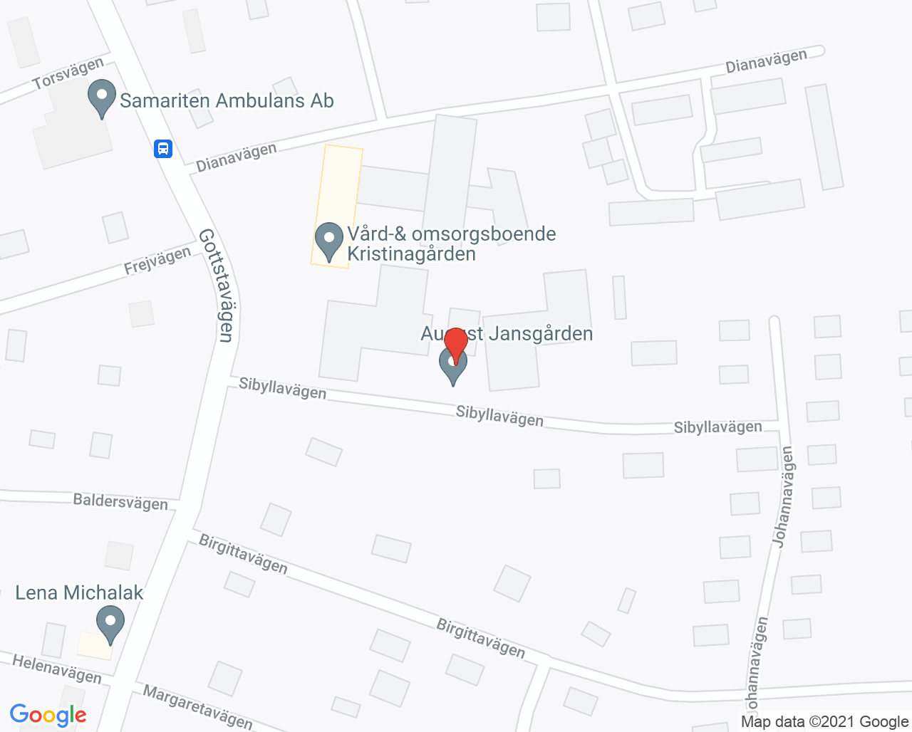 Karta till August Jansgårdens demensboende