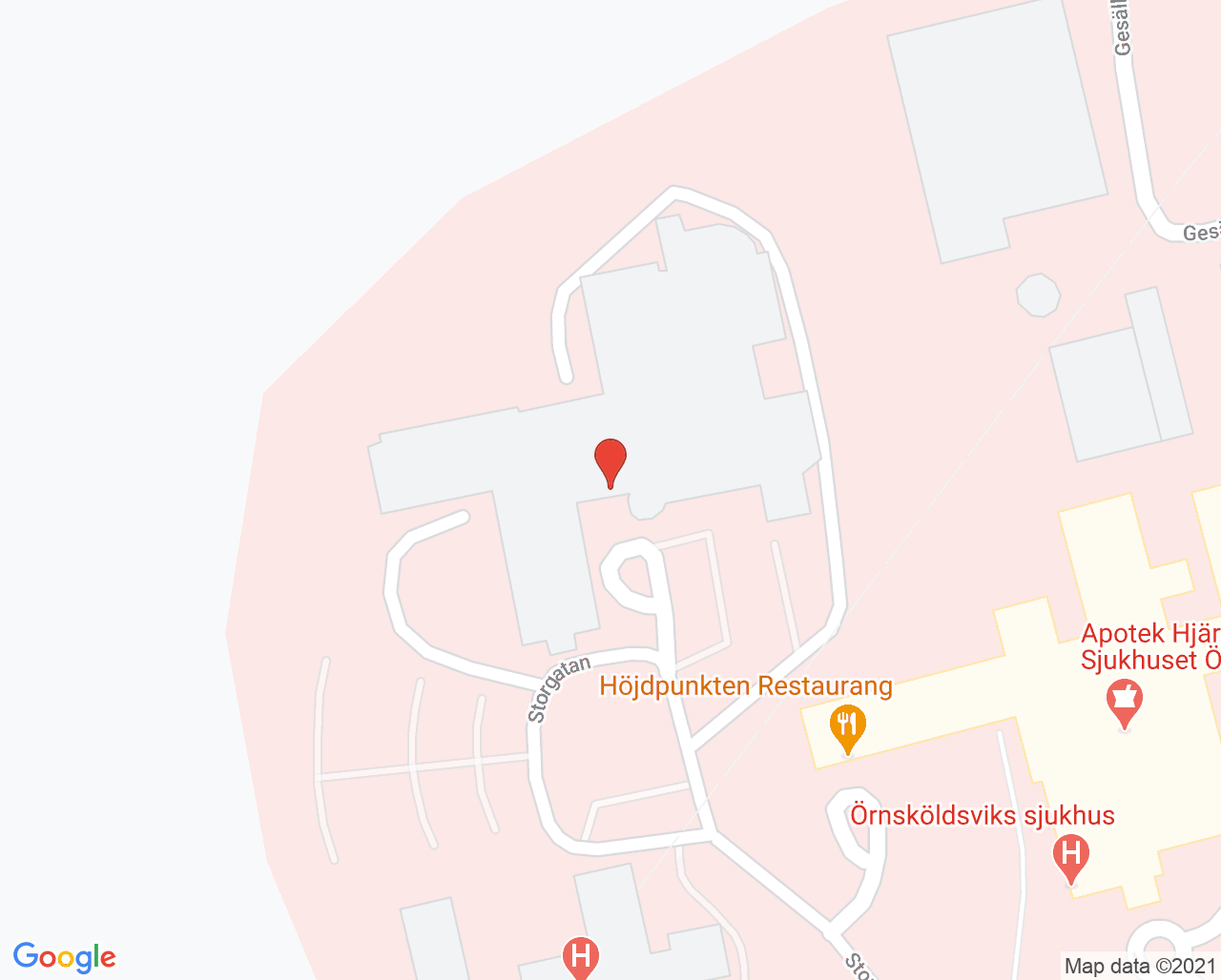 Karta till Fysioterapimottagning Örnsköldsvik